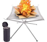 Portable Fire Pit,Folding Camping Fire Pit with Carry Bag Small Size 42cm Stainless Steel Mesh Firepits for Outdoors Garden Picnic Barbecue CampingEssentials & Camping Gifts for Men