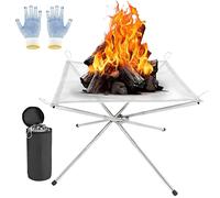 Portable Camping Fire Pit with Heat Resistant Gloves and Carrying Bag
