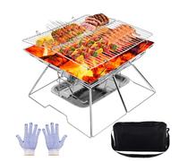 Portable Fire Pit, Stainess Steel Camping Fire Pit,Portable BBQ Firepits for Outdoors,Table Fire Pits Camping Small Charcoal bbq Grill For Garden, Outdoor, Campfire