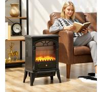 HOMCOM Portable Fireplace with Adjustable Thermostat, 2 Heat Settings, Black