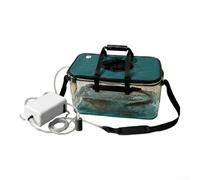 Portable Fishing Container Foldable Transparent Fish Tank with Aerator Pump EVA Live Well for Trout Carp Fishing Trips 45x26.5x25cm(35cm)