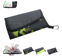 Portable Fishing Lure Multi-Layer Storage Bag with Buckle, Waterproof Soft Plastic Bait Storage, Large Capacity Clear Lure Binder Tackle Bag for Rigs, Hooks, Sinkers Storage (Camo Green)
