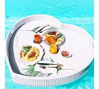 Portable Floating Pool Tray - Luxury Rattan Woven Serving Table for Food & Drinks - Stylish Breakfaster Tray for Poolside Use