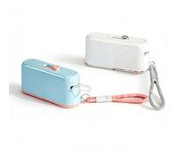 Portable Floss Dispenser 2-Pack: Automatic Push-Button Travel Case for Dental Floss Picks | Refillable & Reusable, One-Touch Convenience for Travel, Office & On-The-Go Oral Care (Blue & White)
