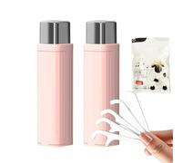 Portable Floss Dispenser with 100 Pcs Dental Floss，Automatic Dental Floss Pick Case ， Automatic Pop-Up Design, for Home Use, Travel, and Outdoor Activities (2B+100PCS)