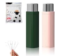 Portable Floss Dispenser with 100 Pcs Dental Floss,Refillable Dental Floss Pick Case,Upgrade Portable Automatic Floss Compact Travel Floss Organizer for Home,Family, Hotel & Dating (2PCS-A)