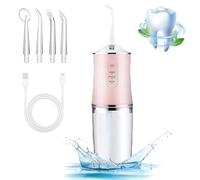 Portable Flosser, Water Dental Flosser Teeth Pick, Cordless Advanced Water Flosser, IPX7 Waterproof Water Flosser, for Dental Cleaning with 4 Jet Tips (Pink)