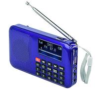 Portable FM Digital Radio Handheld, Headphone-out, AUX-in, USB U Disk/TF Card Playback, LED Emergency Light, Batteries or Mains Powered(Blue)