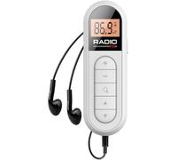 Portable FM Mini Radio, Pocket Radio with Earphones and Back Clip, USB-C Rechargeable FM Mini Receiver, Small Radios with LCD Screen for Walking Jogging(white)