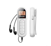 Portable fM Radio with Backlight LCD Display and 3.5mm Headphone Jack, Compact Pocket Size ABS Design for Outdoor Activities, Jogging, Camping or Travel Listening(White)