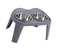 Portable Fold Up Dog Bowl Set for Travel Stainless Steel Inserts Easy Clean Elevated Feeder Avoids Neck Strain Water Food Separator Dog Bowl
