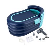 Portable Foldable Bathtub, 84x140x74cm Outdoor & Indoor Freestanding Foldable Spa Tub Family SPA Bath Tub with Wireless Electric Air Pump, Ideal for Hot Bath Ice Bath