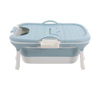Portable Foldable Bathtub Adult,Rectangle Free Standing Soaking & Ice Bath, Plastic Folding Bathtub with Side Storage Basket Massage Sweat Steaming Bathtub with Lid Blue，117 * 62 * 53cm