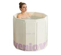 Portable Foldable Bathtub, Collapsible Soaking Bathtub for Adults, Gym Plunge Tub with Drain Plug, Indoor Outdoor Ice & Hot Bath for Athletes Recovery, for Shower Spa Sauna (Creamy Custard)