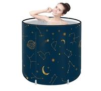 Portable Foldable Bathtub, Separate Family Bathroom SPA Tub, Soaking Standing Bath Tub for Shower Stall, Efficient Taintenance of Temperature, Ideal for Hot Bath Ice Bath (Navy Blue)
