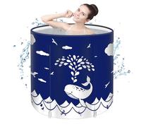 Portable Foldable Bathtub, Separate Family Bathroom SPA Tub, Soaking Standing Bath Tub for Shower Stall, Efficient Taintenance of Temperature, Ideal for Hot Bath Ice Bath (Blue 40)