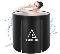 Portable Foldable Bathtub, Separate Family Bathroom SPA Tub, Soaking Standing Bath Tub for Shower Stall, Efficient Taintenance of Temperature, Ideal for Hot Bath Ice Bath (Black 43)