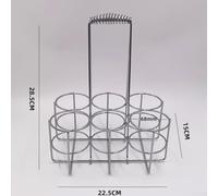 Portable Foldable Beer Basket Made of Wrought Iron Holds 6 Bottles Compact Handheld Stand for Bar Kitchen Outdoor Events (Silver)