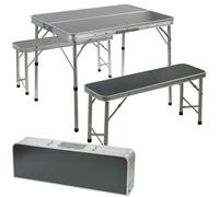 Portable Foldable Camping Picnic Table Bench Set Outdoor Metal BBQ Stool Stable