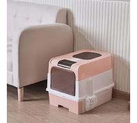 Portable Foldable Cat Litter Box With Anti-Splash Cover And Plastic Scoop - Easy To Clean And Install Pet Toilet With Lid