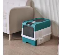 Portable Foldable Cat Litter Box With Anti-Splash Cover And Plastic Scoop - Easy To Clean And Install Pet Toilet With Lid