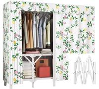 Portable Foldable Closet, Steel Tube Frame Fabric Wardrobe for Bedroom Storage, Easy to Assemble Space-Saving Solution