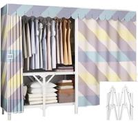 Portable Foldable Closet, Steel Tube Frame Fabric Wardrobe for Bedroom Storage, Easy to Assemble Space-Saving Solution