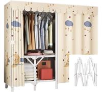 Portable Foldable Closet, Steel Tube Frame Fabric Wardrobe for Bedroom Storage, Easy to Assemble Space-Saving Solution