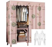 Portable Foldable Closet, Steel Tube Frame Fabric Wardrobe for Bedroom Storage, Easy to Assemble Space-Saving Solution