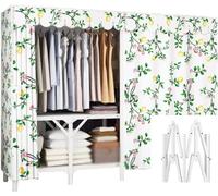 Portable Foldable Closet, Steel Tube Frame Fabric Wardrobe for Bedroom Storage, Easy to Assemble Space-Saving Solution