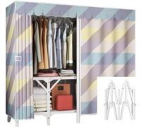 Portable Foldable Closet, Steel Tube Frame Fabric Wardrobe for Bedroom Storage, Easy to Assemble Space-Saving Solution