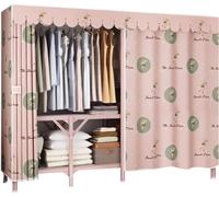 Portable Foldable Closet, Steel Tube Frame Fabric Wardrobe for Bedroom Storage, Easy to Assemble Space-Saving Solution
