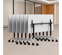 Portable Foldable Conference Table on Wheels 70.8" Flip Top Meeting & Training Table for Office Classroom Seminar - Space-Saving Boardroom Furniture for 6 Seats