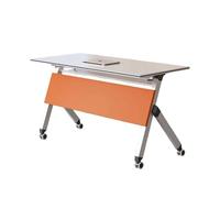 Portable Foldable Conference Table with Wheels Flip Top Meeting Desk for Office & Classroom Easy to Move & Store Adjustable Height L120*W40cm
