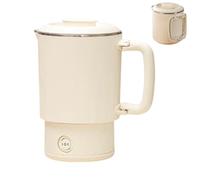 Portable Foldable Electric Kettle, Mini Travel Collapsible Tea Coffee Kettle with 2 Temperature Settings, Small Stainless Steel Folding Pot for Boiling Water, Camping, Rv Trips