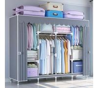 Portable Foldable Fabric Wardrobe with Zipper & Shelves - Stylish Clothes Organizer with Hanging Rod for Bedroom & Dressing Room, 82x45x170cm, Space-Saving Storage Solution