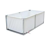 Portable Foldable Fish Pond, Above Ground Stainless Steel Frame Aquarium Tank, Rectangular PVC Reservoir with Drain Valve for Garden Irrigation & Outdoor Use