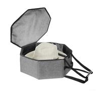 Portable Foldable Hat Box with Dust Proof Lid, Suitable for Travel and For Closet Storage, Comes with Handles and Shoulder Strap for Easy Transport (gray-1)