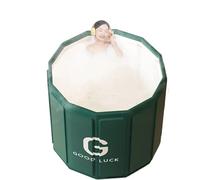 Portable Foldable Ice Bath Tub Home Outdoors Ice/Hot for Shower Stall Soaking Bathing for Home(Green 70cm)