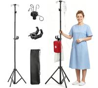 Portable Foldable IV Pole Stand - Adjustable Height Telescopic Infusion Pole