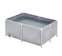 Portable Foldable Koi Fish Tank - PVC Canvas Backyard Pond with Steel Frame & Drain Valve for Fish & Turtles - Ideal 2x1x0.6m Aquarium (Gray)