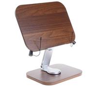 Portable Foldable Laptop Stand with Wooden Finish and Aluminum Build Cookbook Brackets for Stability and Durability Aluminum Desk Holder