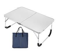 Portable Foldable Laptop Table with Tote Bag - Adjustable Lap Desk for Bed & Sofa - Ideal for Reading Working & Eating - Silver Tone