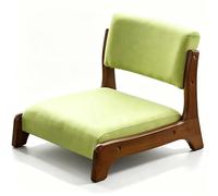 Portable Foldable Low-Back Floor Chair with Back Support - Comfortable Cushioned Seat for Living Room Bedroom & Bay Window - Stylish Green & Walnut Design for Relaxation & Versatile Use
