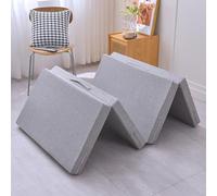 Portable Foldable Mattress 5cm/8cm Thick - 4-Piece Guest Bed with Removable Washable Cover - Lightweight Travel & Camping Essential - Space-Saving Floor Mattress 70x200cm - Light Grey