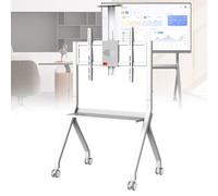 Portable Foldable Metal Bracket Smart Board Stand for Interactive Whiteboard Floor Tv Stand(White FD580)