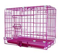 Portable Foldable Metal Wire Pet Cage with Tray, Ideal for Indoor Cats, Kittens, Puppies, Rabbits, and Guinea Pigs - Easy Carry Handle Included(Red,91x56x66cm)