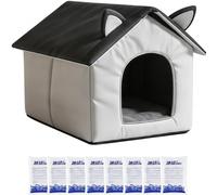 Portable Foldable Pet Cooling House, 8 Ice Gel Packs Included, Insulated Three-Layer Design, Waterproof Breathable Air Circulation Shelter for Small Dogs & Cats, Indoor, Cooling Rest Bed