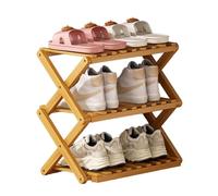 Portable Foldable Shoe Rack, 3/4/5 Tier Bamboo Shoe nizer, No Installation Needed, Vertical Shoe Tower for Small Spaces, Natural Finish, Space-Saving Solution