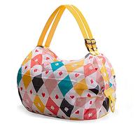 Portable Foldable Shopping Bag, Reusable Shopping Bag, Foldable Shopping Grocery Bag with Zip Sports Travel Shoulder Bag for Grocery Shopping Picnic Camping Gym (F)